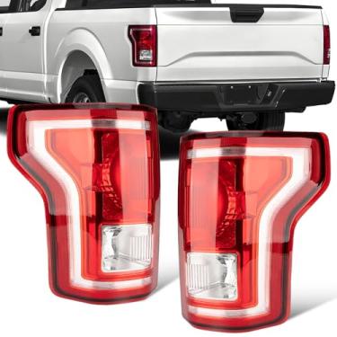 Imagem de FOMIUZY Conjunto De Luzes Traseiras Compatível Com Ford F150 F-150 Xlt 2015 2016 2017 Traseira Esquerda Motorista Direito Passageiro Luz Traseira Freio Pisca Capa Traseira Substitui Fo2800239 Fo2801