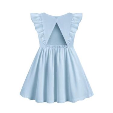 Imagem de Vestido infantil para menina Arshiner com babados, sem encosto, 4T, az
