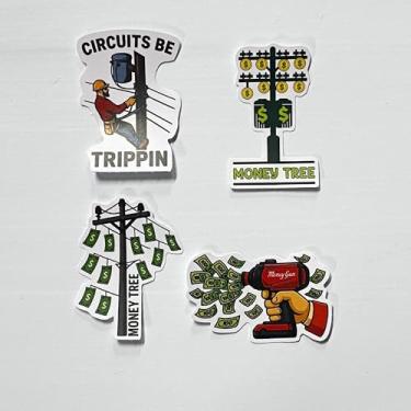 Imagem de (4 peças) Adesivo Circuits Be Trippin Eletricista Lineman Capacete Caixa de Ferramentas Soldador Adesivo Impermeável Cortado Vinil Adesivo para Laptop Garrafa de Água Capa de Telefone Decalque