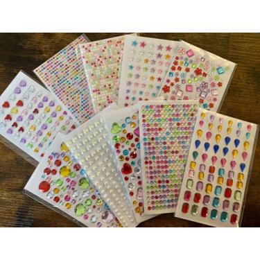 Imagem de Adesivos de pedras preciosas para artesanato, adesivos autoadesivos de strass em pedras preciosas, adesivos de coração brilhantes de acrílico, suprimentos de artesanato para crianças - 2774 peças