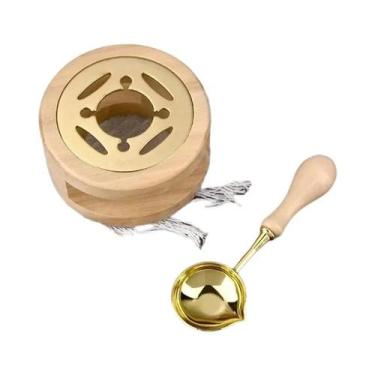 Imagem de Conjunto De Selos De Cera De Madeira Com Forno De Fusão, Colher E Aque