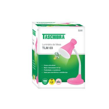 Imagem de Luminária De Mesa Taschibra Tlm 03 Articulável E27 Bivolt Rosa