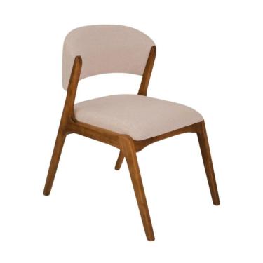 Imagem de Cadeira De Jantar Premium Madeira Maciça Kethelen Linho Bege Bege Linho Cerejeira