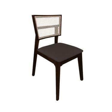 Imagem de Cadeira De Jantar Em Tela Premium Madeira Maciça Manuela Marrom Veludo Castanho