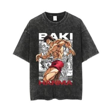 Imagem de Camiseta Masculina Oversize Anime Baki Haman Harajuku Vintage 100% Alg