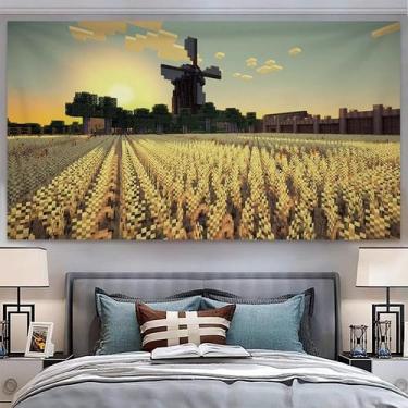 Imagem de Tapeçaria Minecraft Wall 150x130cm de fibra de microtecido - yiweisai