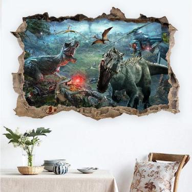 Imagem de Adesivos de parede 3D Dinosaur Jurassic Night Battle 60x90cm PVC - yiw