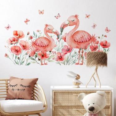 Imagem de Adesivos de parede Cute Flamingo, adesivo de arte autoadesivo em PVC -