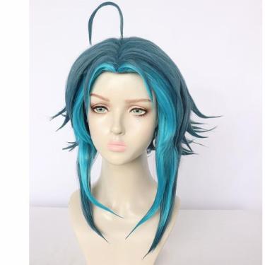 Imagem de Peruca de cosplay de anime Genshin Impact Xiao para Halloween e festa 