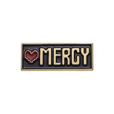 Imagem de Broche Pin Heart Mercy em liga de esmalte preto com ouro 3x1,2 cm - Yi