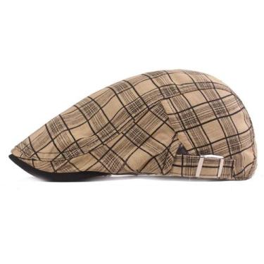Imagem de Chapéu de taxista xadrez Gatsby Newsboy Flat Cap para homens em algodã