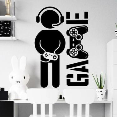 Imagem de Adesivos de parede Gamer Cartoon Player com fone de ouvido PVC 42x63cm