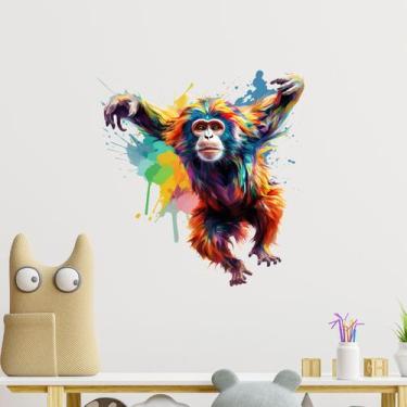 Imagem de Adesivo de parede colorido de desenho animado Gorilla PVC 40x39cm Art 