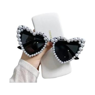 Imagem de Óculos De Sol Femininos De Luxo Com Coração De Pérolas Brilhantes E Le