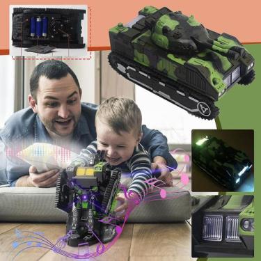 Imagem de Brinquedo de tanque de deformação elétrica com música e luzes para cri