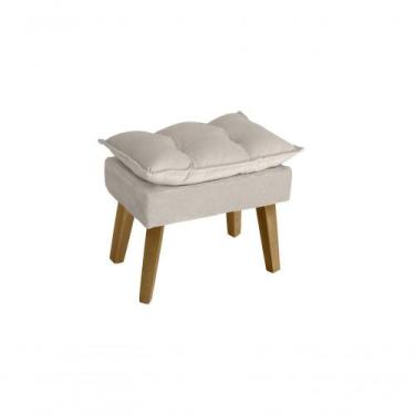 Imagem de Puff Banqueta Decorativa Opala Bege Claro Com Pés Quadrado Smf Decor