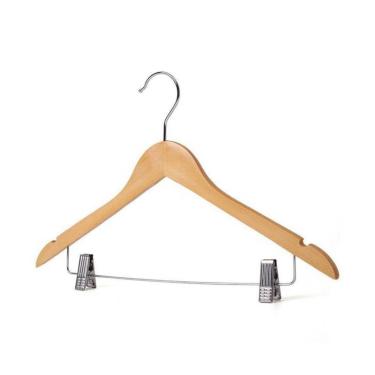 Imagem de Cabide de Madeira Envernizado com Presilhas Gancho Giratório