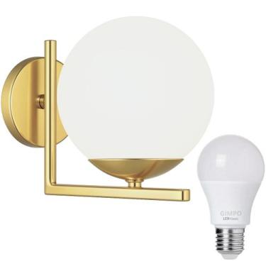 Imagem de Luminária Arandela Parede 19cm Globo Vidro 15cm Metálica Gimpo KJBD-45