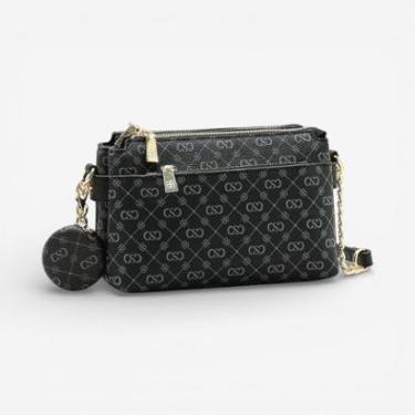 Imagem de Bolsa Feminina Chenson Transversal Monograma Elegance Preta-Feminino