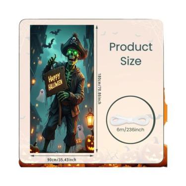 Imagem de Banner De Porta De Halloween 72x35 Polegadas Poliéster Fantasma Hospit