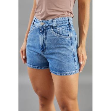 Imagem de Shorts Jeans Feminino Mom Cintura Alta Marmorizado Dialogo-Feminino