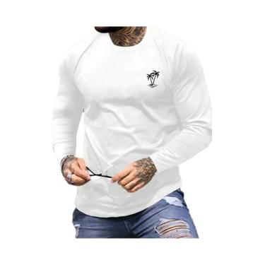 Imagem de Camiseta Masculina Casual De Manga Longa 100% Algodão Para Primavera E