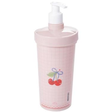 Imagem de Porta detergente decorado 540 ml com pressurizador rosa Plasutil ref.3