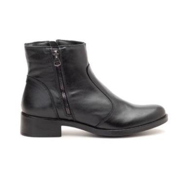 Imagem de Bota Leruchel Cano Baixo Em Couro Preta-Feminino