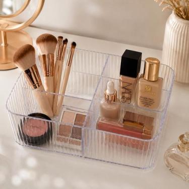 Imagem de Organizador Porta Maquiagem Pincel Acrílico com Divisórias - Art Beaut