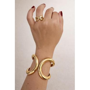 Imagem de Bracelete semi joia de elos encaixe banhos:dourado - Dondocas.Bijus