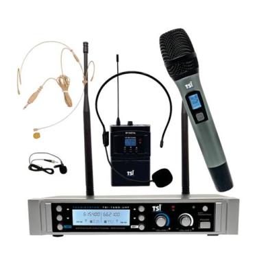 Imagem de Microfone sem Fio Duplo UHF TSI-1500-CLI-UHF - TSI