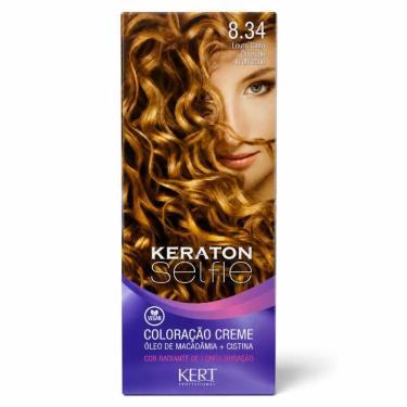 Imagem de Coloração Creme Kert Keraton Selfie 8.34 Louro Claro Dourado Acobreado