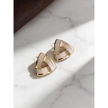 Imagem de Brinco Triângulo Minimalista Banhado Ouro Pino Prata s925 - MS CHOICES