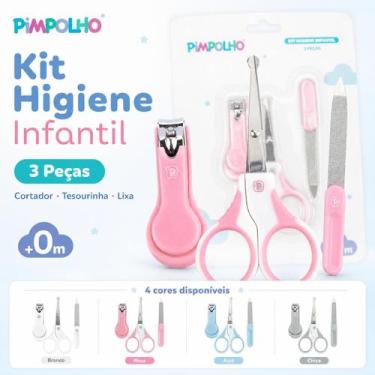 Imagem de Kit Unha Higiene Manicure Bebê 3 Peças Pimpolho Enxoval Baby - Mundo d
