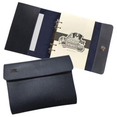 Imagem de Agenda Meu Pet 161-R Personalizada Raffai Couros, Azul Escuro