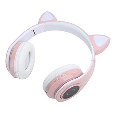 Imagem de Fone de ouvido com luz LED, fone de ouvido estéreo moderno e portátil para jovens(cor de rosa)