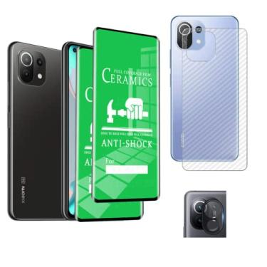 Imagem de Combo 4 em 1 - Kit 2 Películas Cerâmica para Xiaomi Mi 11 Lite + Película Carbono Traseira + Câmera - (C7ARMOR)