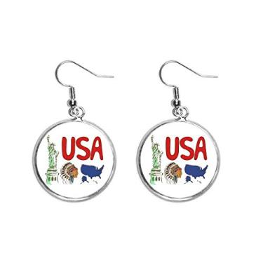 Imagem de Brinco de prata com símbolo nacional da América com padrão de marco de orelha pendente, joia feminina
