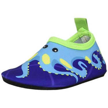 Imagem de Sapatos aquáticos para natação infantil, secagem rápida, antiderrapante, pele aquática, sapatos esportivos descalços, meias aquáticas para meninos e meninas, Polvo azul, 16