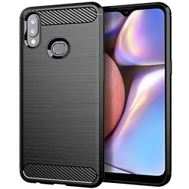 Imagem de Capa para Galaxy A10S, capa para celular Samsung A10S com absorção de choque flexível TPU de borracha, capa protetora de corpo inteiro para Galaxy A10S, Preto