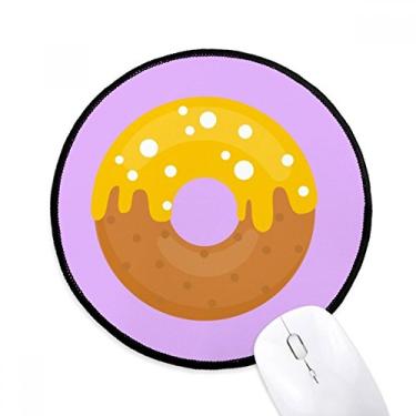 Imagem de Mouse pad de sobremesa creme amarelo rosquinha doce mesa escritório tapete redondo para computador