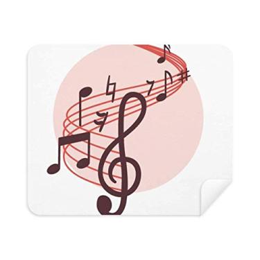 Imagem de Limpador de tela vermelho em forma redonda Movg notas musicais pano de limpeza 2 peças tecido de camurça