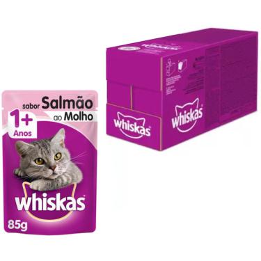 Imagem de Kit Ração Úmida Whiskas Sachê Salmão ao Molho para Gatos Adultos - 20 Unidades