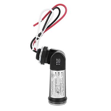 Imagem de Interruptor fotoelétrico à prova de chuva (fotocélula) em preto com tampa transparente à prova d'água e conexão de 3 cabos para transformadores e aplicações de iluminação Classificado(2#)