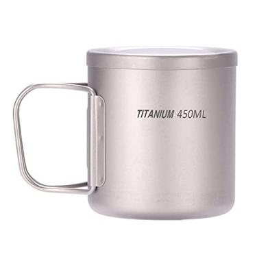 Imagem de xícara de chá de titânio,220ml / 330ml / 450ml / 550ml Copo de água de titânio de parede dupla Café Chá Caneca para escritório doméstico Acampamento ao ar livre Caminhada Piqueniqu