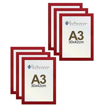 Imagem de Kit 6 Porta Retrato Molduras A3 30x42 Vermelho