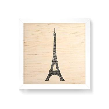 Imagem de Arte Maníacos Quadro decorativo com moldura caixa branca em Madeira - Torre Fundo Branco - 30x30cm