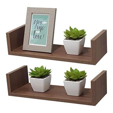 Imagem de Kit 2 Prateleiras U 50 x 20cm Nogal Suporte Invisível