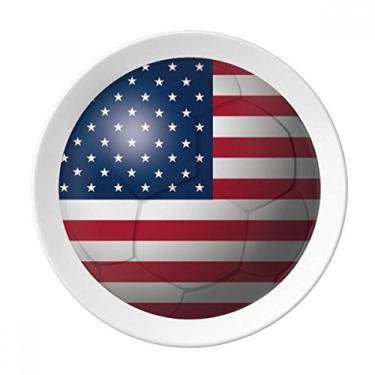 Imagem de Prato de futebol americano com bandeira nacional dos EUA de porcelana decorativa salver louça de jantar