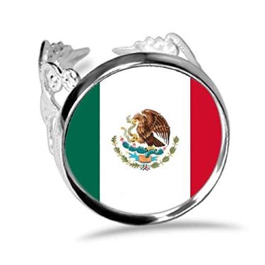 Imagem de DIYthinker Anel de noivado ajustável com bandeira nacional da América do Norte do México